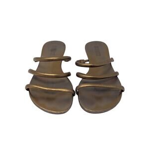 Schutz Flat Gladiator Slip On Sandal Gold Size 6.5